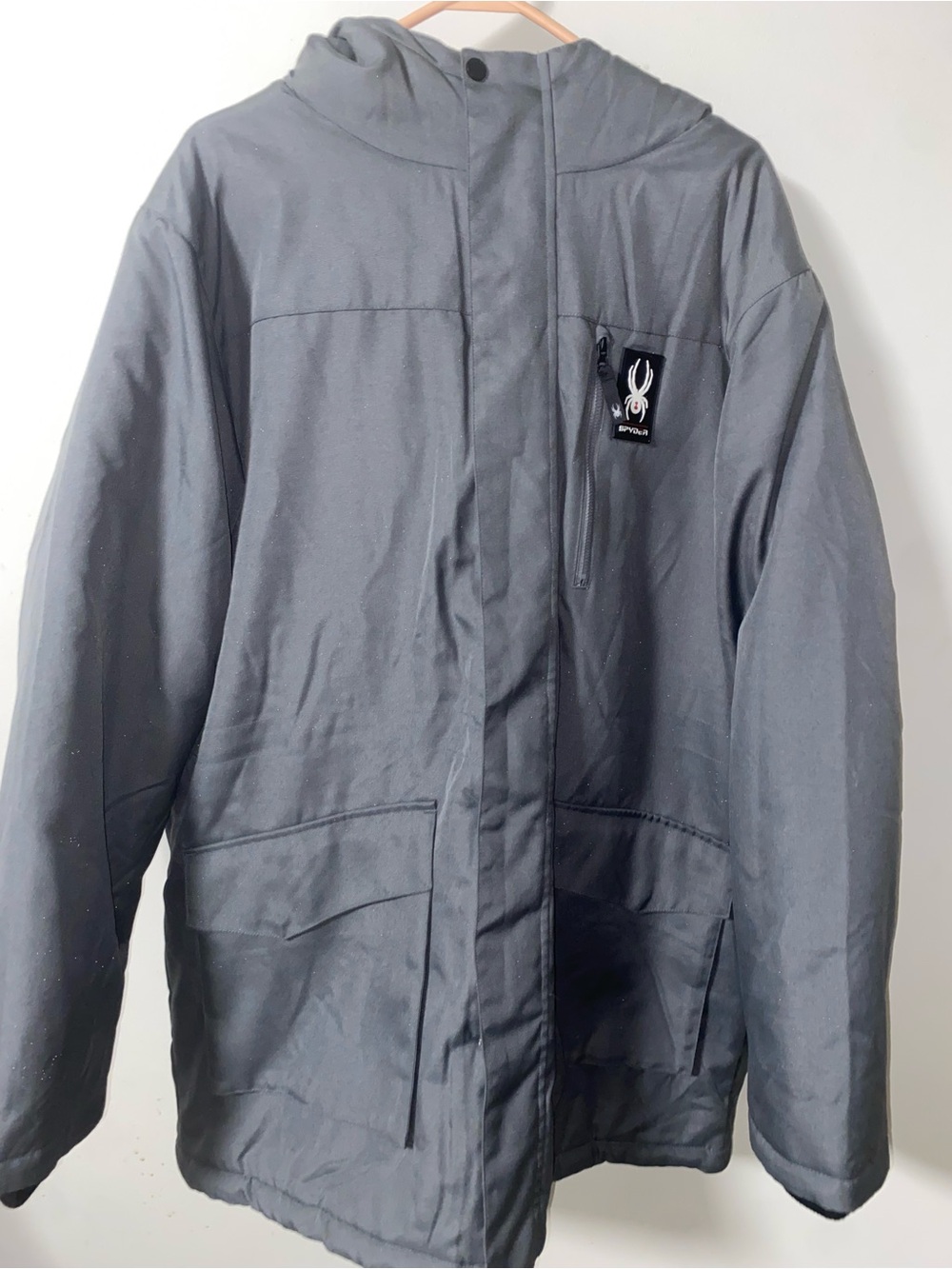 Spyder Men's Gray Hooded Ski Jacket size XL